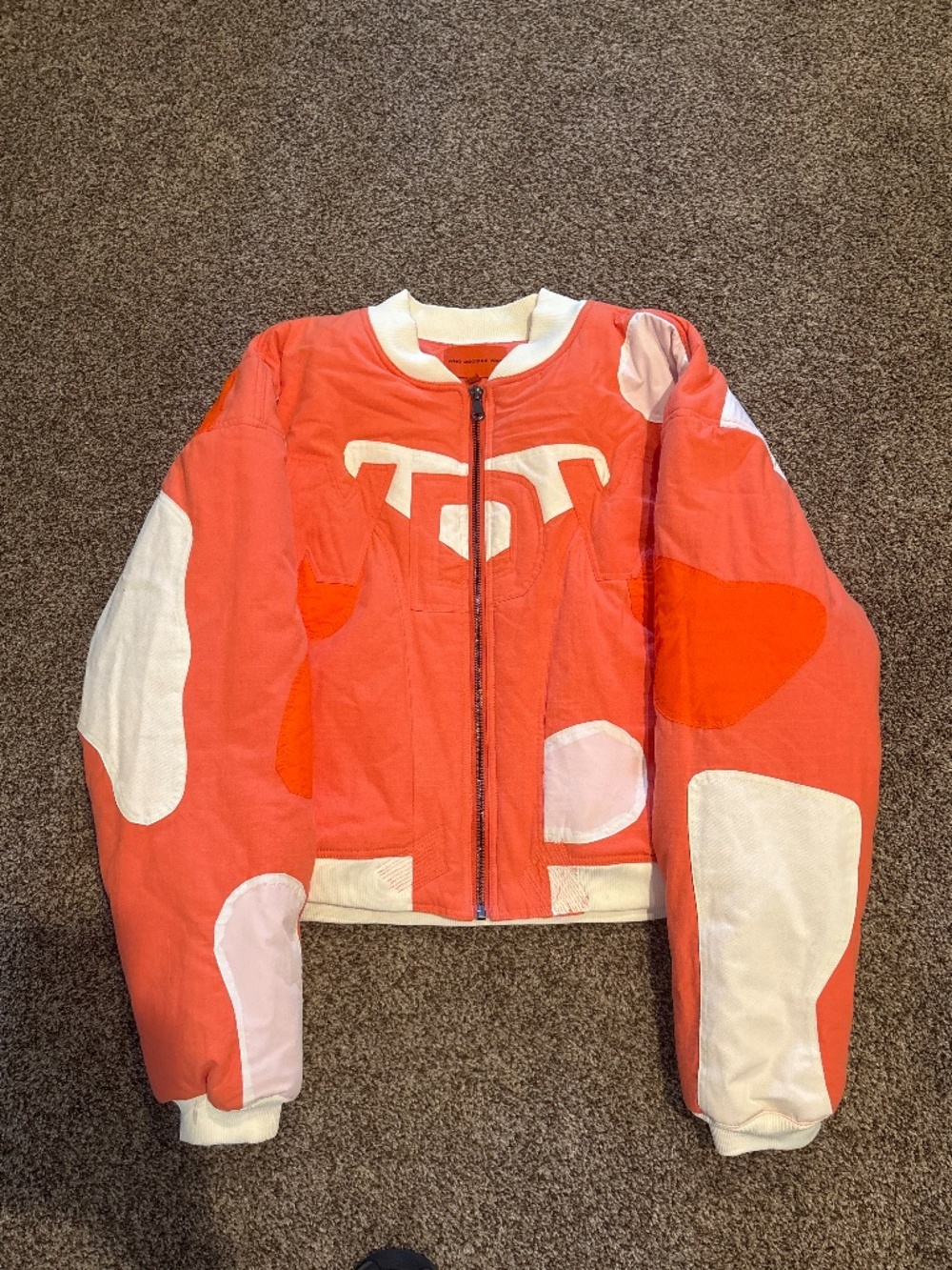 Who Decides War “Bird’s Eye View Landscape” Puffer Jacket in Tangerine/Orange